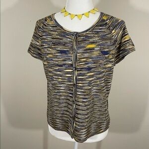 Jones wear p/lg knit top in a pretty variegated blue yellow